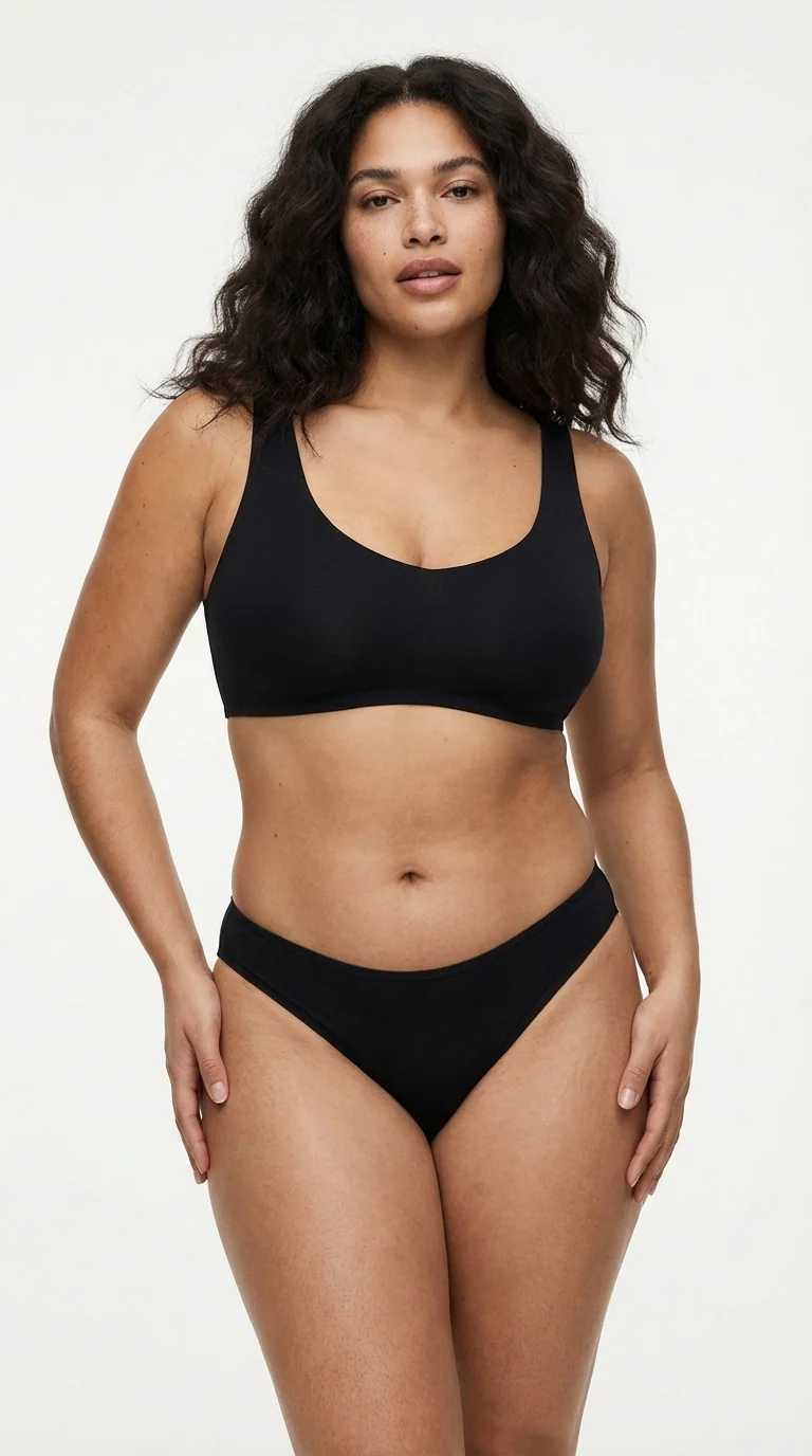 Nefes Alan Pamuklu Bikini Külot Siyah - Yan Görünüm